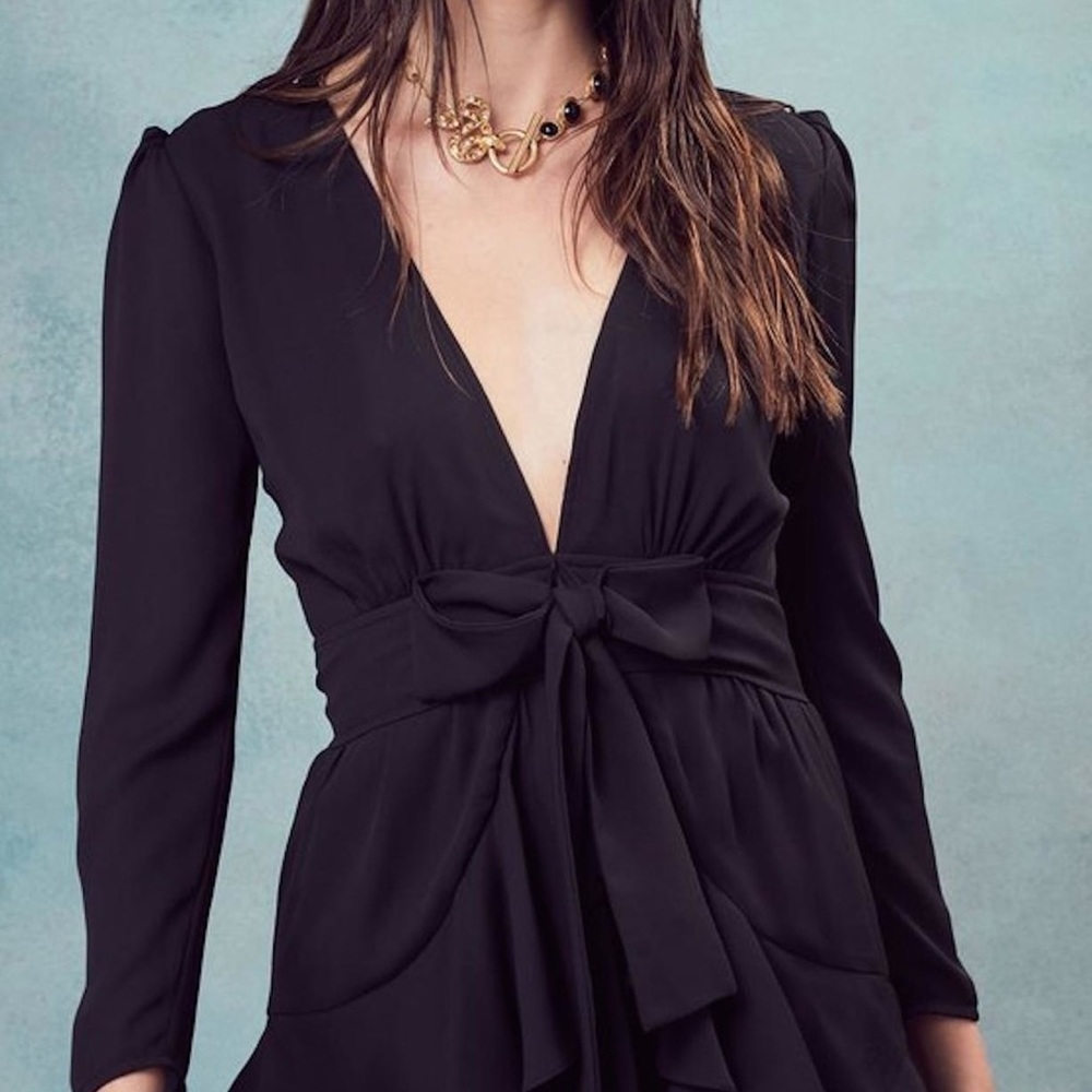For love and lemons black ruffle mini dress XS